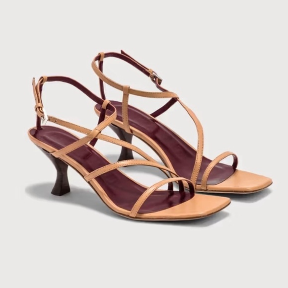 Staud Gita Leather Sandals Kitten Heels - Picture 2 of 9